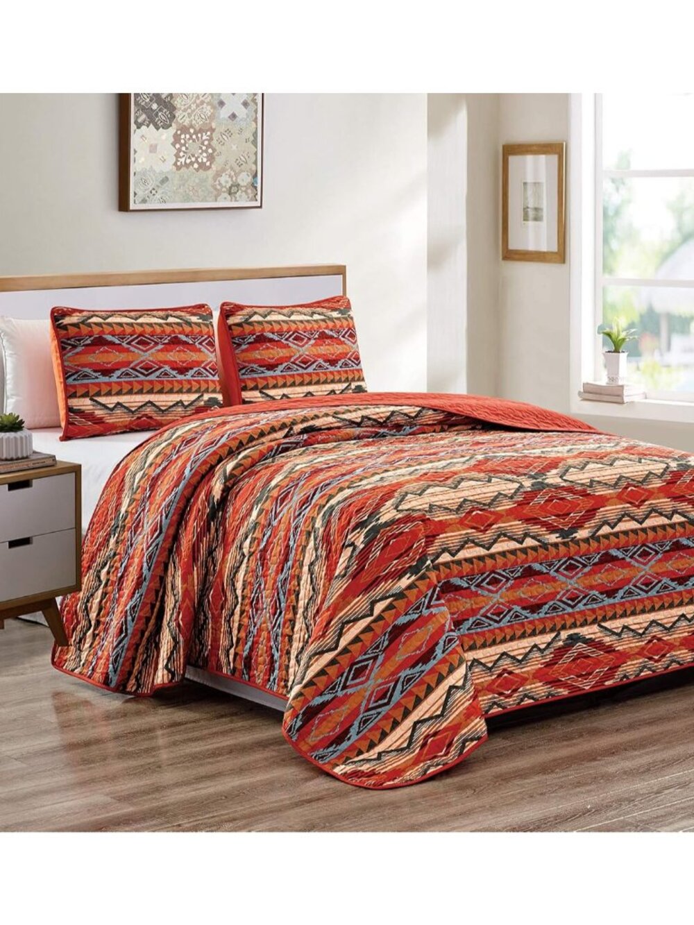 Rustic Western Native American Quilt Bedspread Coverlet Bedding Set in Modern So